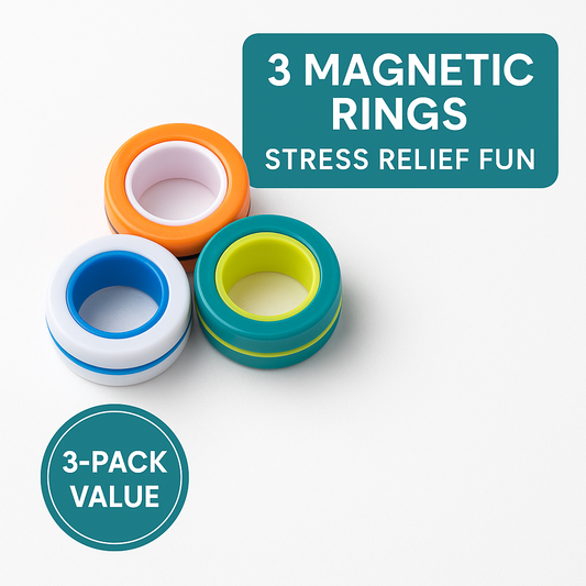 3pcs Magnetic Rings Fidget Spinner Set – Stress Relief Finger Toy for Kids & Adults