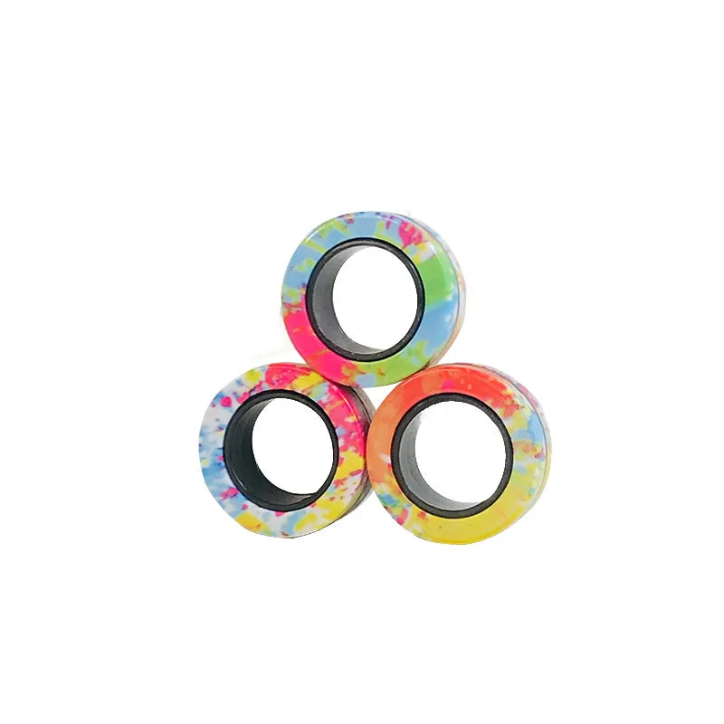 3pcs Magnetic Rings Fidget Spinner Set – Stress Relief Finger Toy for Kids & Adults