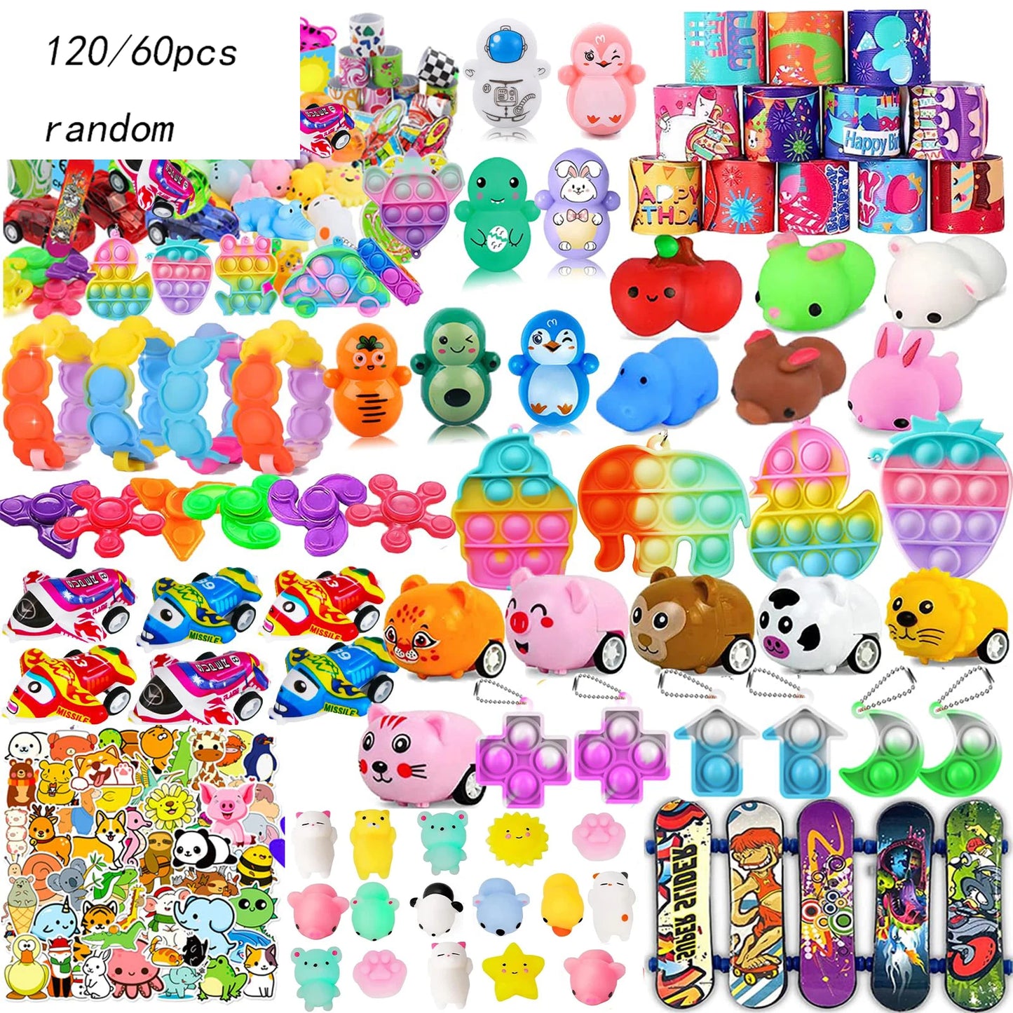 120PCS / 60PCS Party Favor Toy Set – Fidgets, Keychains & Fun Prizes for Kids