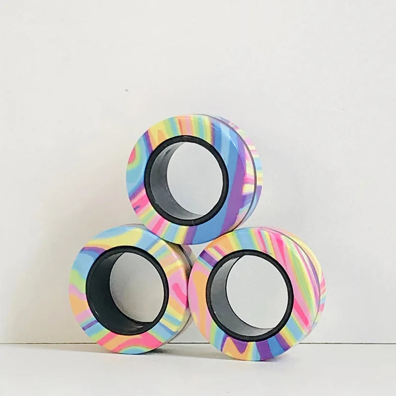 3pcs Magnetic Rings Fidget Spinner Set – Stress Relief Finger Toy for Kids & Adults